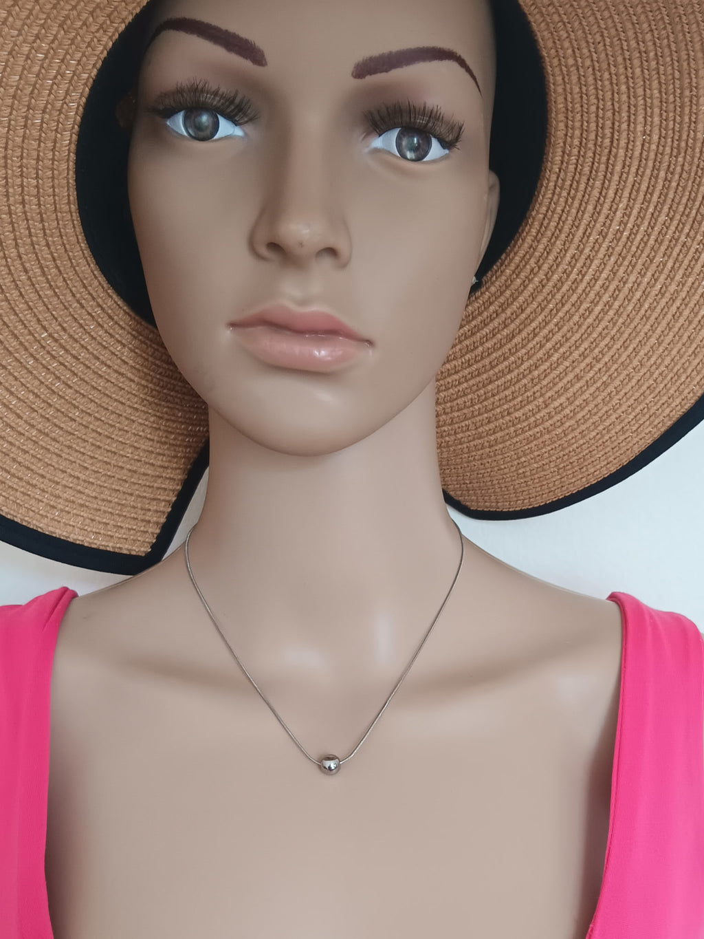 Collier Pendentif Perle Ronde Acier Inoxydable Waterproof