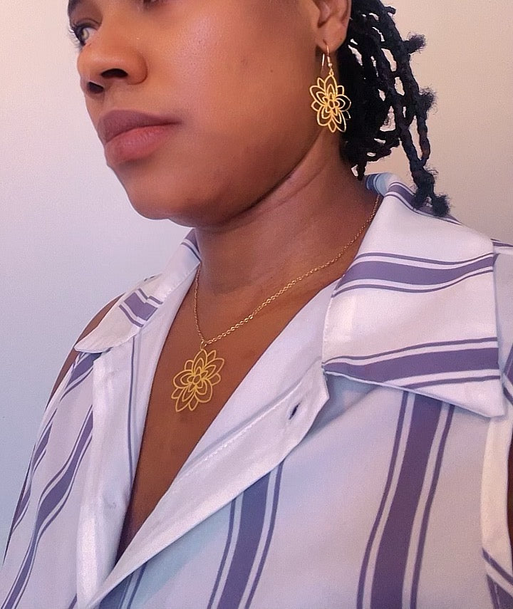 COLLIER ET BOUCLES D’OREILLES EN ACIER INOXYDABLE WATERPROOF (KOURAYA)