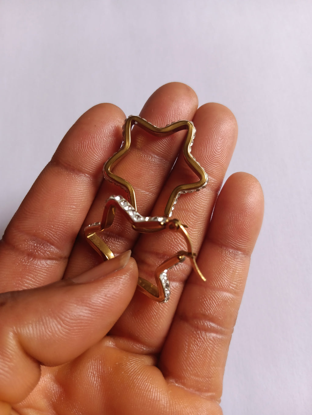 Boucles d'Oreilles Étoiles Diamants Acier Inoxydable Waterproof