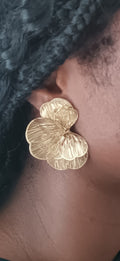 Boucles d'Oreilles Vintage Fleurs Ajourées Grandes Pétales Acier Inoxydable Waterproof