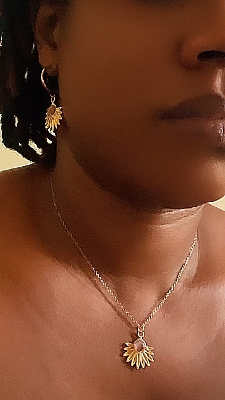 Ensemble Collier et Boucles Or 18K Acier Inoxydable Waterproof