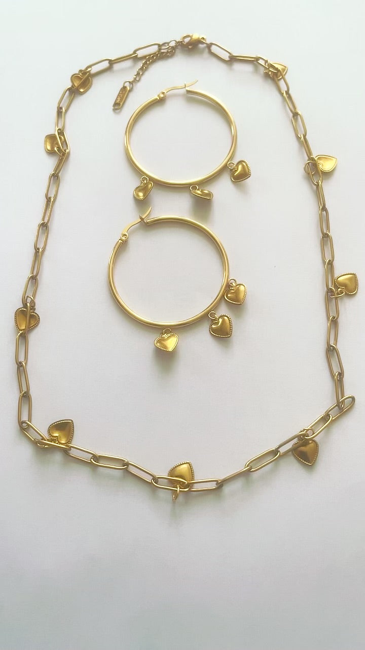 BOUCLES D’OREILLES ET COLLIER EN ACIER INOXYDABLE WATERPROOF (KOURAYA)