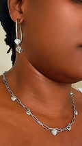 Ensemble Créoles et Collier Petits Cœurs Acier Inoxydable Waterproof