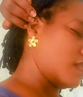 Boucles d'Oreilles Fleur Pierres Acier Inoxydable Waterproof