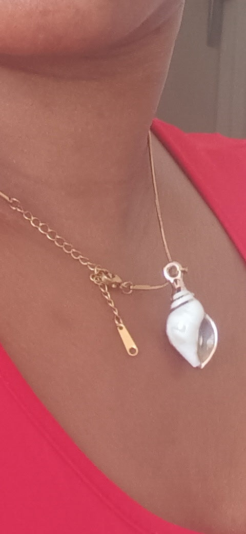 Collier Fin Doré Pendentif Coquillage Bohème Acier Inoxydable Waterproof