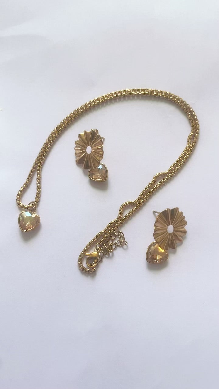ENSEMBLE DE COLLIER ET BOUCLES D’OREILLES EN ACIER INOXYDABLE(waterproof)