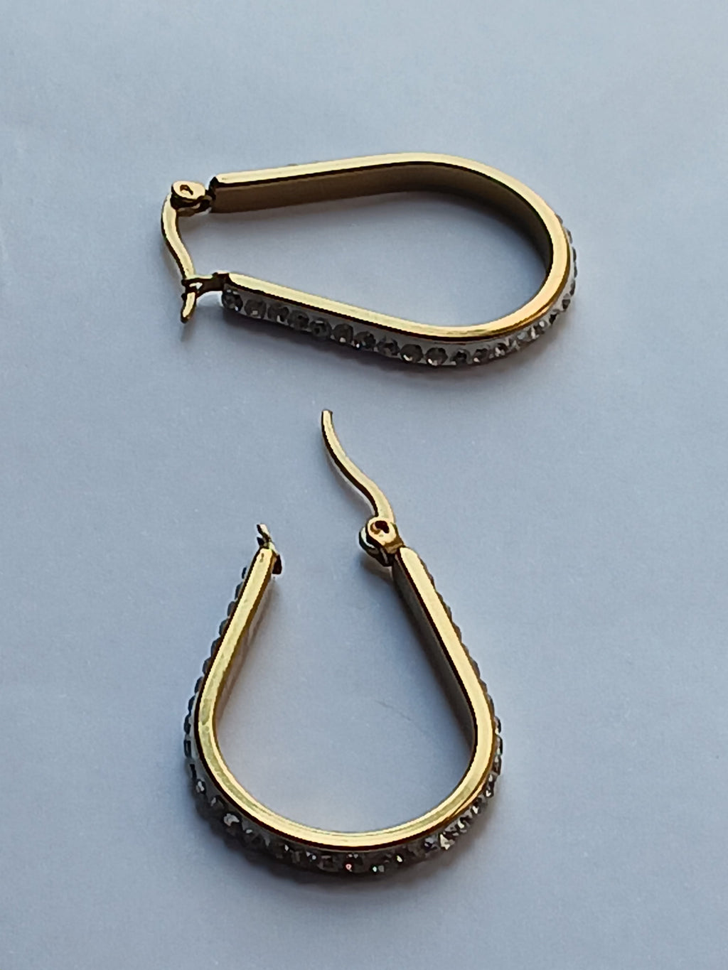 Boucles d'Oreilles Créoles Diamants Or et Argent Acier Inoxydable Waterproof