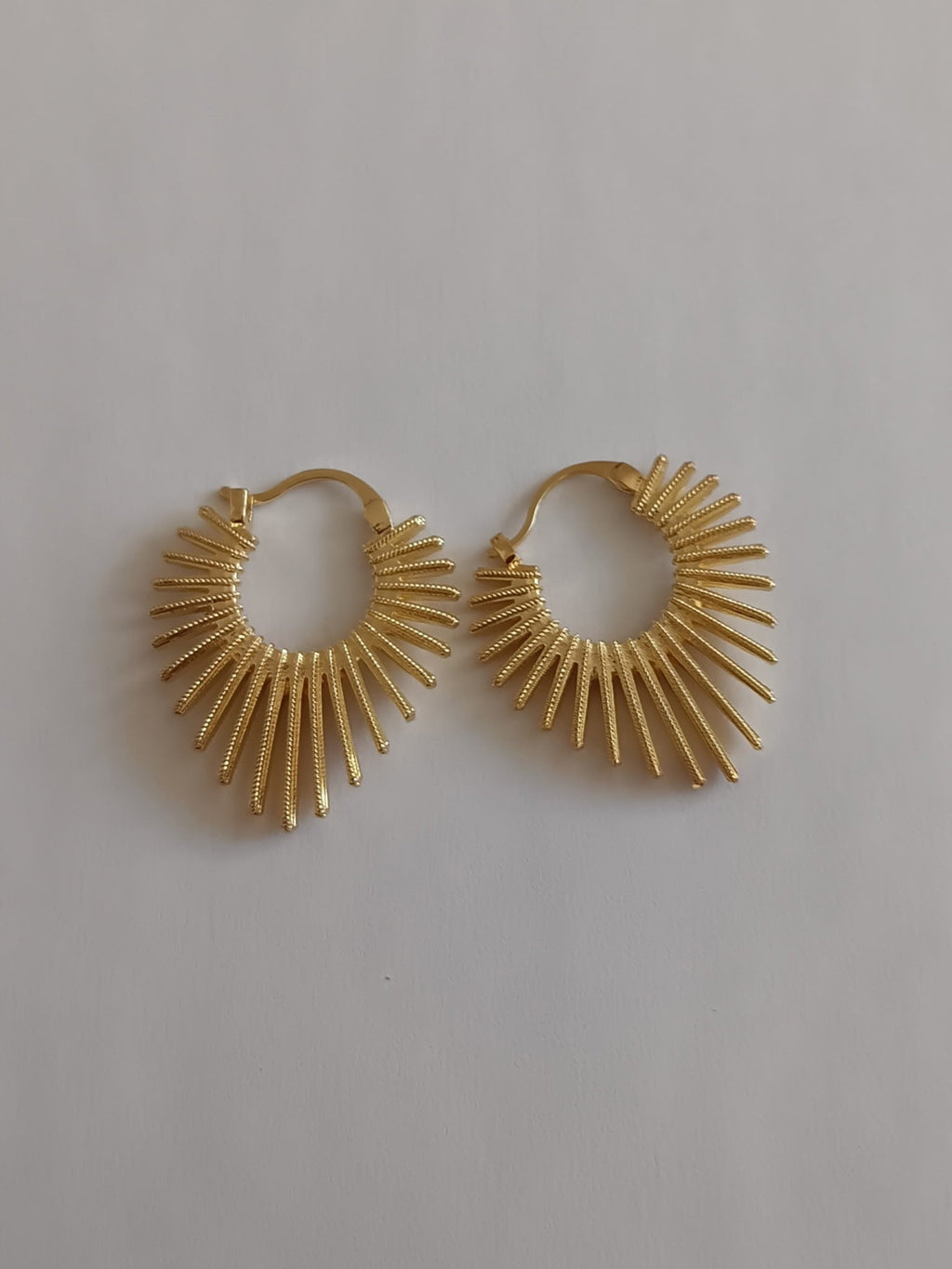 Boucles d'Oreilles Texturées Soleil Acier Inoxydable Doré Waterproof