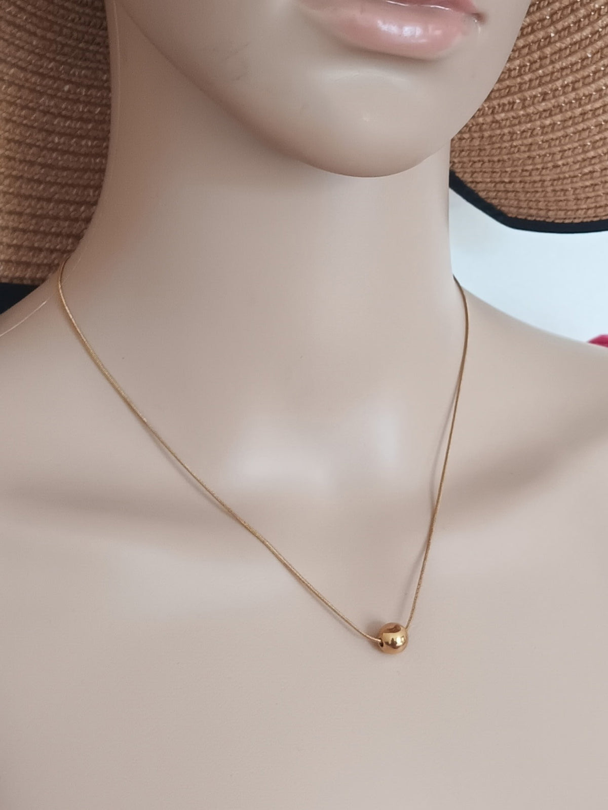 Collier Pendentif Perle Ronde Acier Inoxydable Waterproof