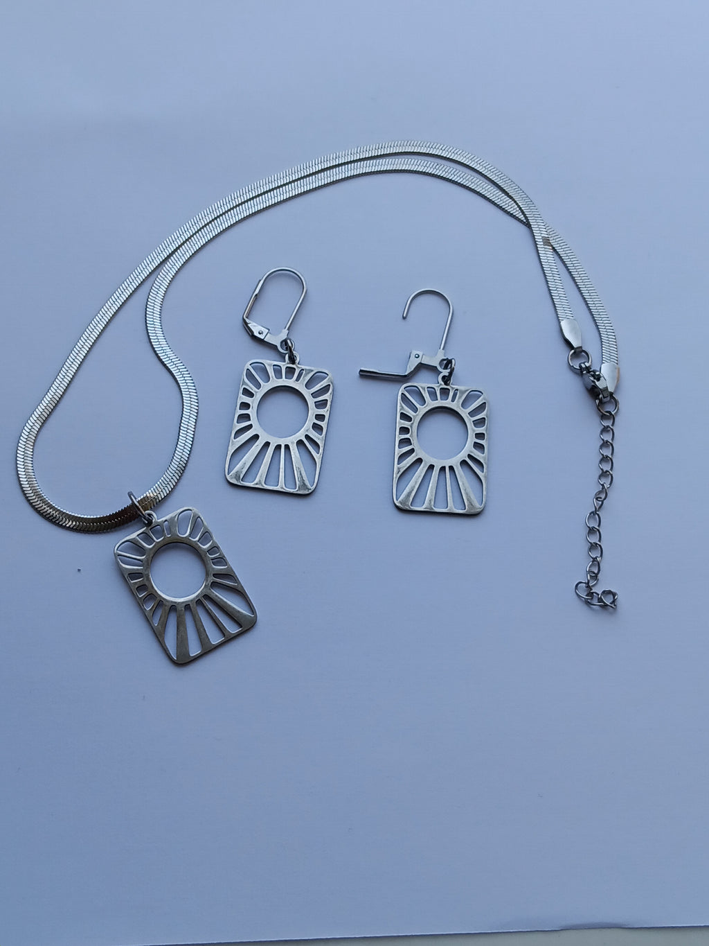 Ensemble Collier et Boucles d'Oreilles Acier Inoxydable Waterproof Femme