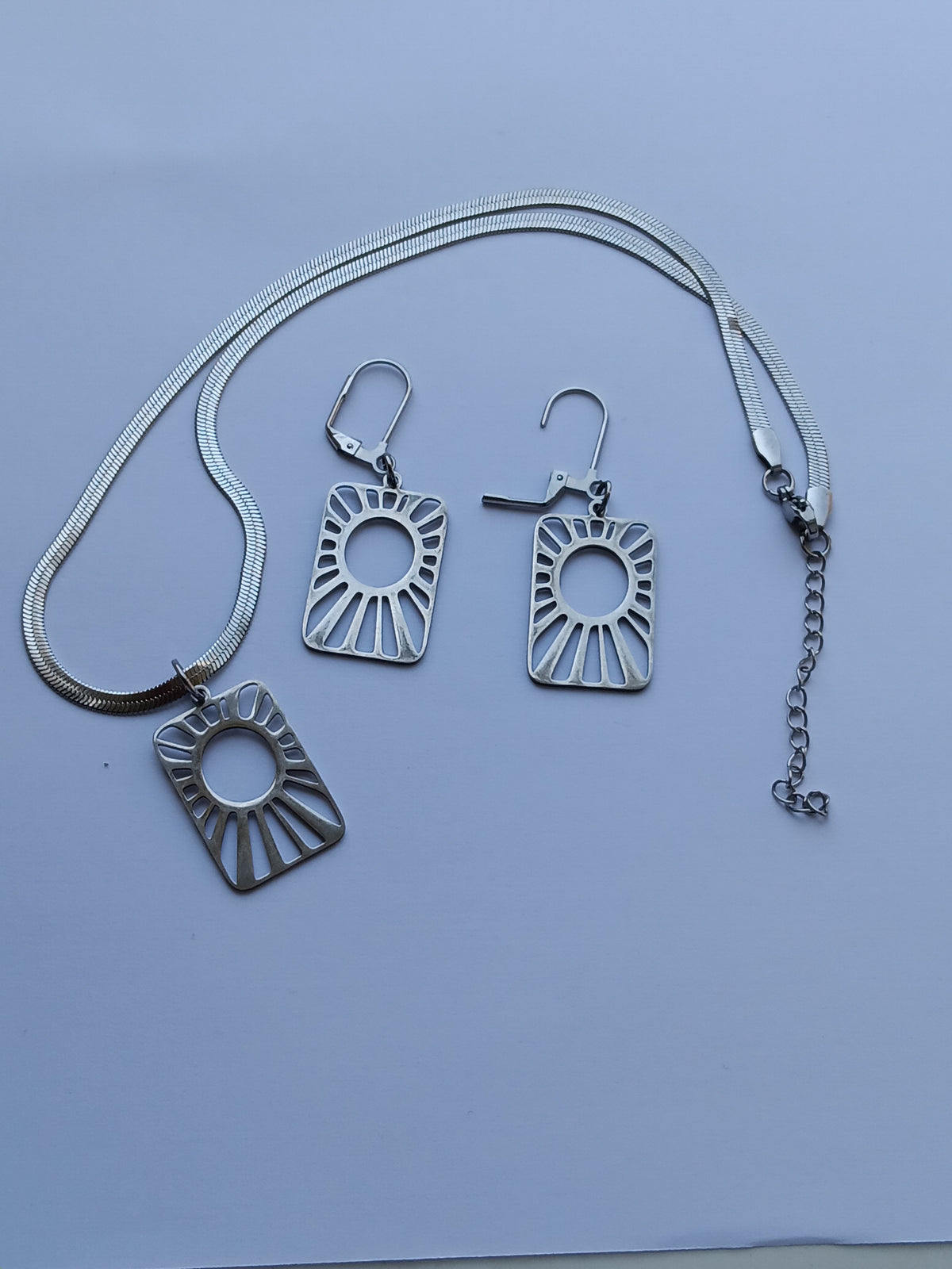 Ensemble Collier et Boucles d'Oreilles Acier Inoxydable Waterproof Femme