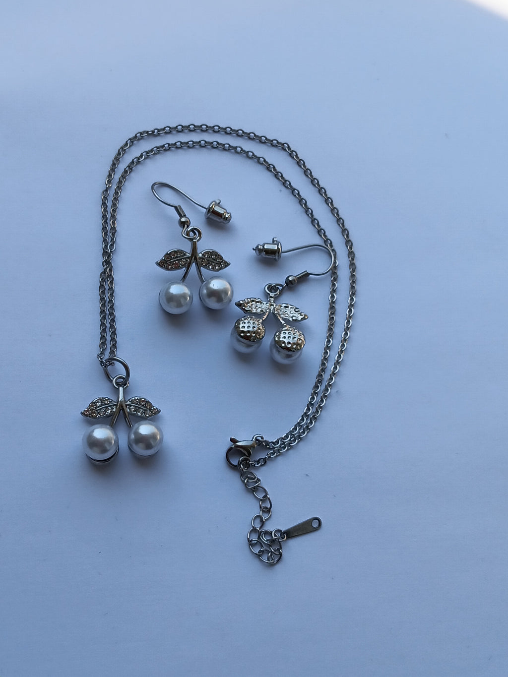 Ensemble Collier et Boucles Pendentifs Cerises Acier Inoxydable Waterproof