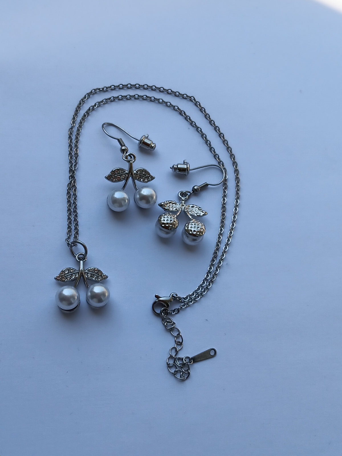 Ensemble Collier et Boucles Pendentifs Cerises Acier Inoxydable Waterproof