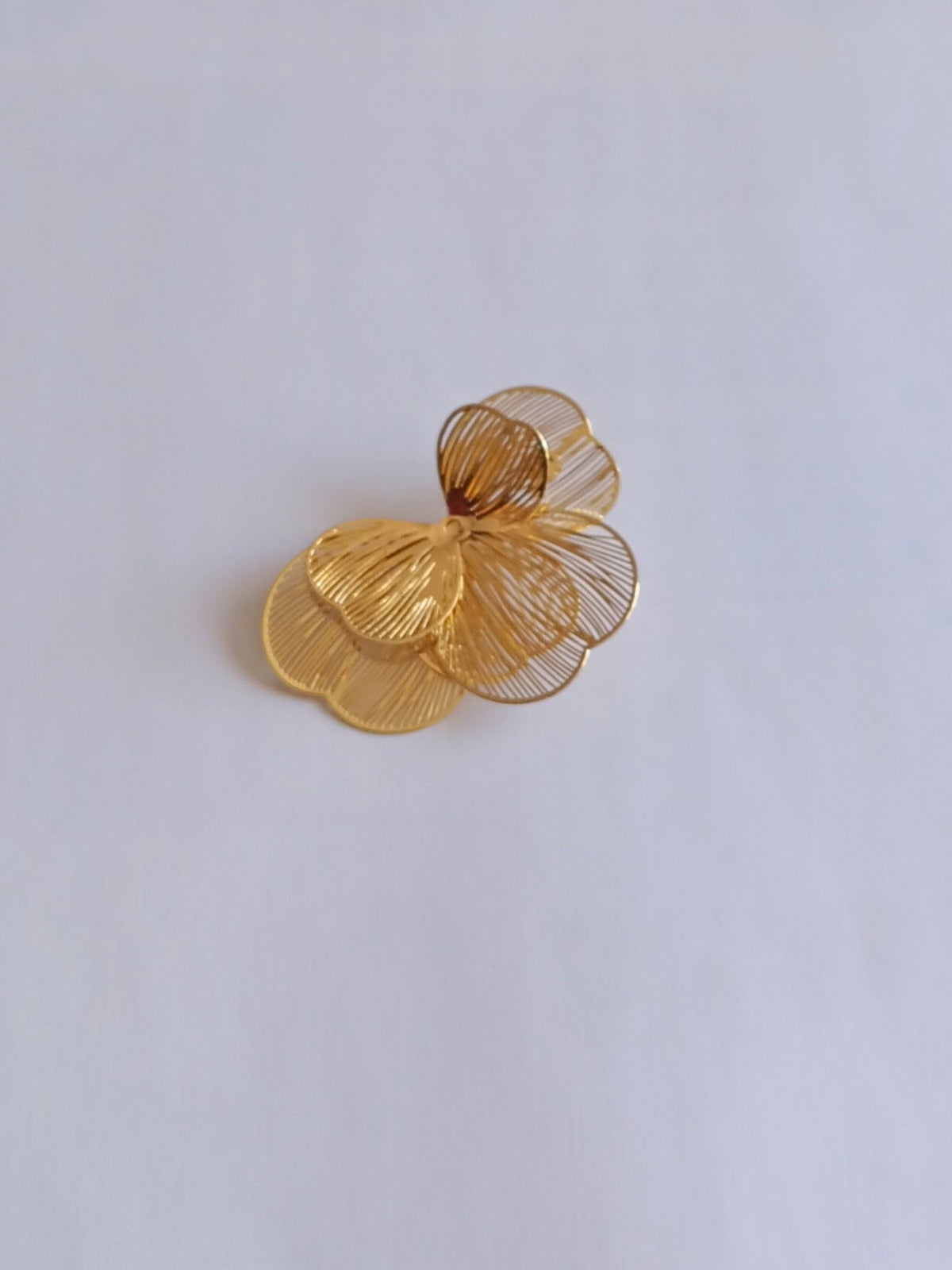 Boucles d'Oreilles Vintage Fleurs Ajourées Grandes Pétales Acier Inoxydable Waterproof