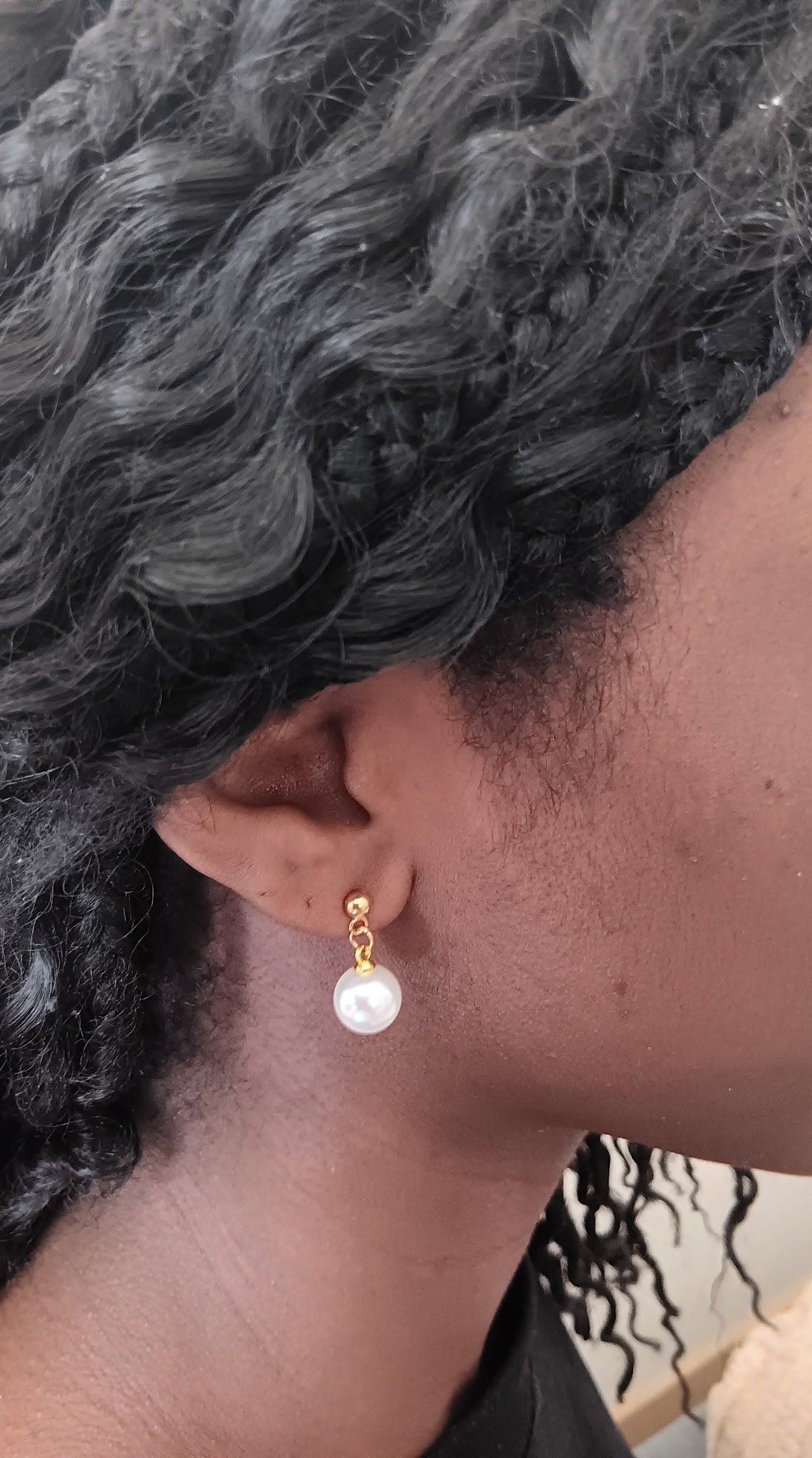 Ensemble 3 Pièces Boucles d'Oreilles et Collier Pendentif Perles Acier Inoxydable Waterproof