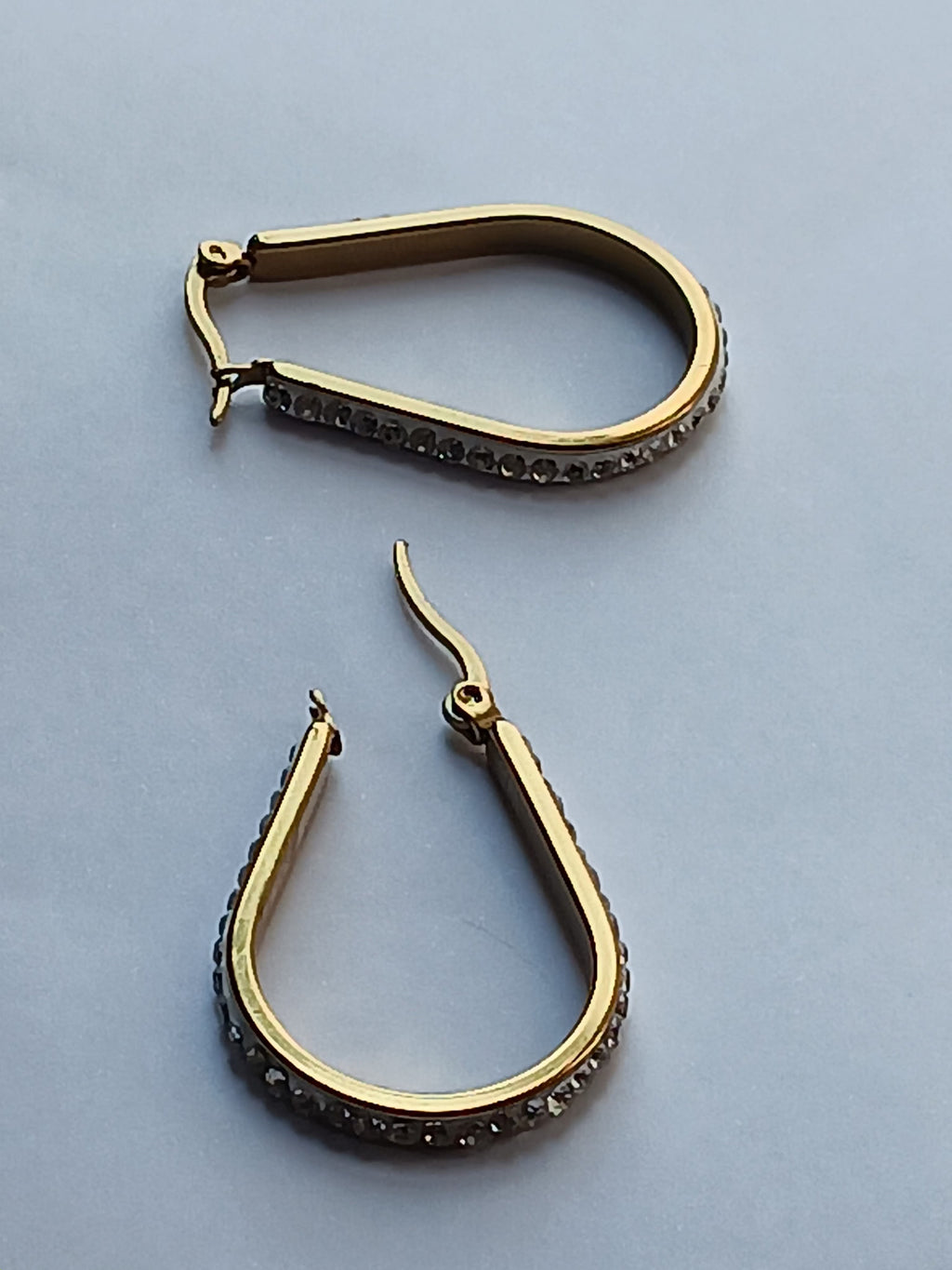 Boucles d'Oreilles Créoles Diamants Or et Argent Acier Inoxydable Waterproof