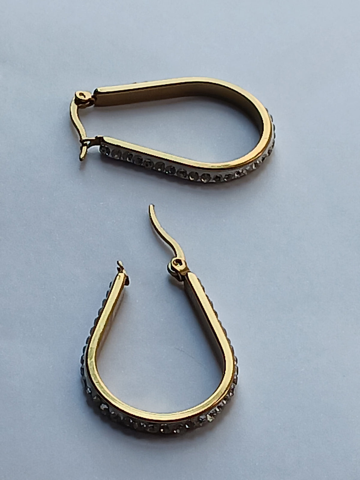 Boucles d'Oreilles Créoles Diamants Or et Argent Acier Inoxydable Waterproof