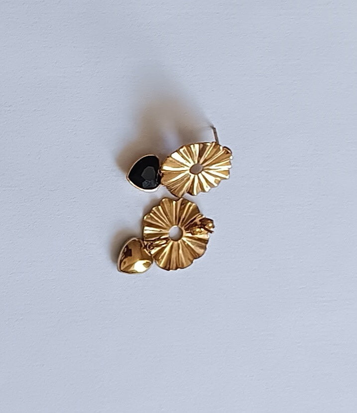 Ensemble Collier et Boucles Double Cœur Bicolore Acier Inoxydable Waterproof