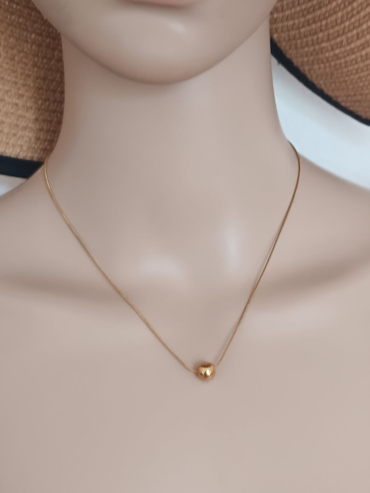 Collier Pendentif Perle Ronde Acier Inoxydable Waterproof
