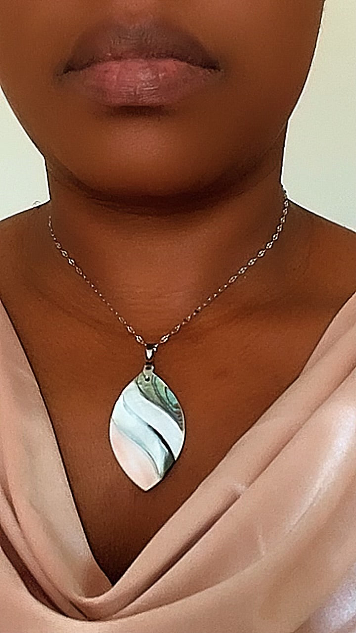 Collier Pendentif Coquillages Multicolores Acier Inoxydable