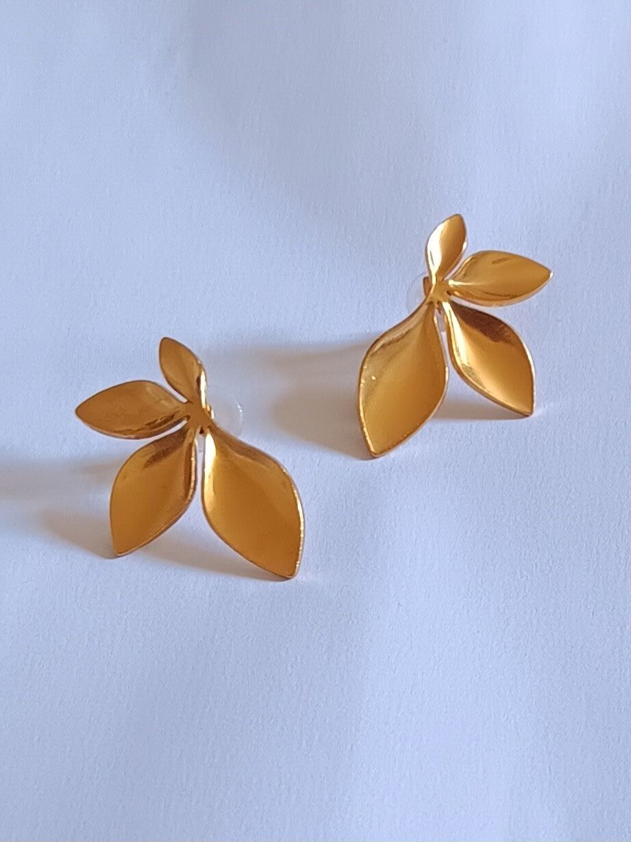 Boucles d'Oreilles Clous Feuille Géométrique Acier Inoxydable Waterproof