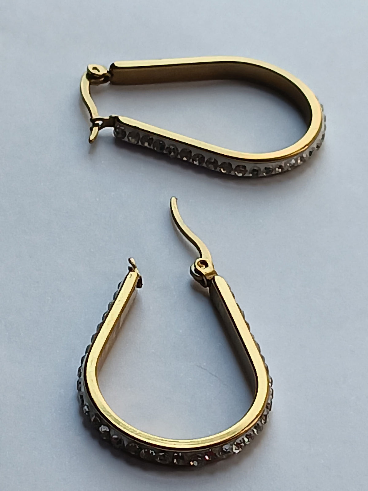 Boucles d'Oreilles Créoles Diamants Or et Argent Acier Inoxydable Waterproof