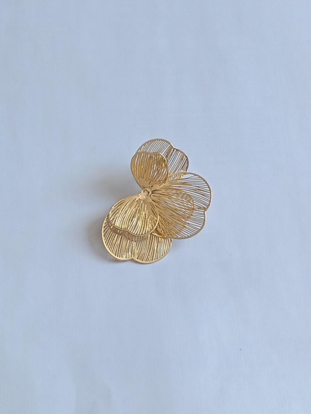 Boucles d'Oreilles Vintage Fleurs Ajourées Grandes Pétales Acier Inoxydable Waterproof