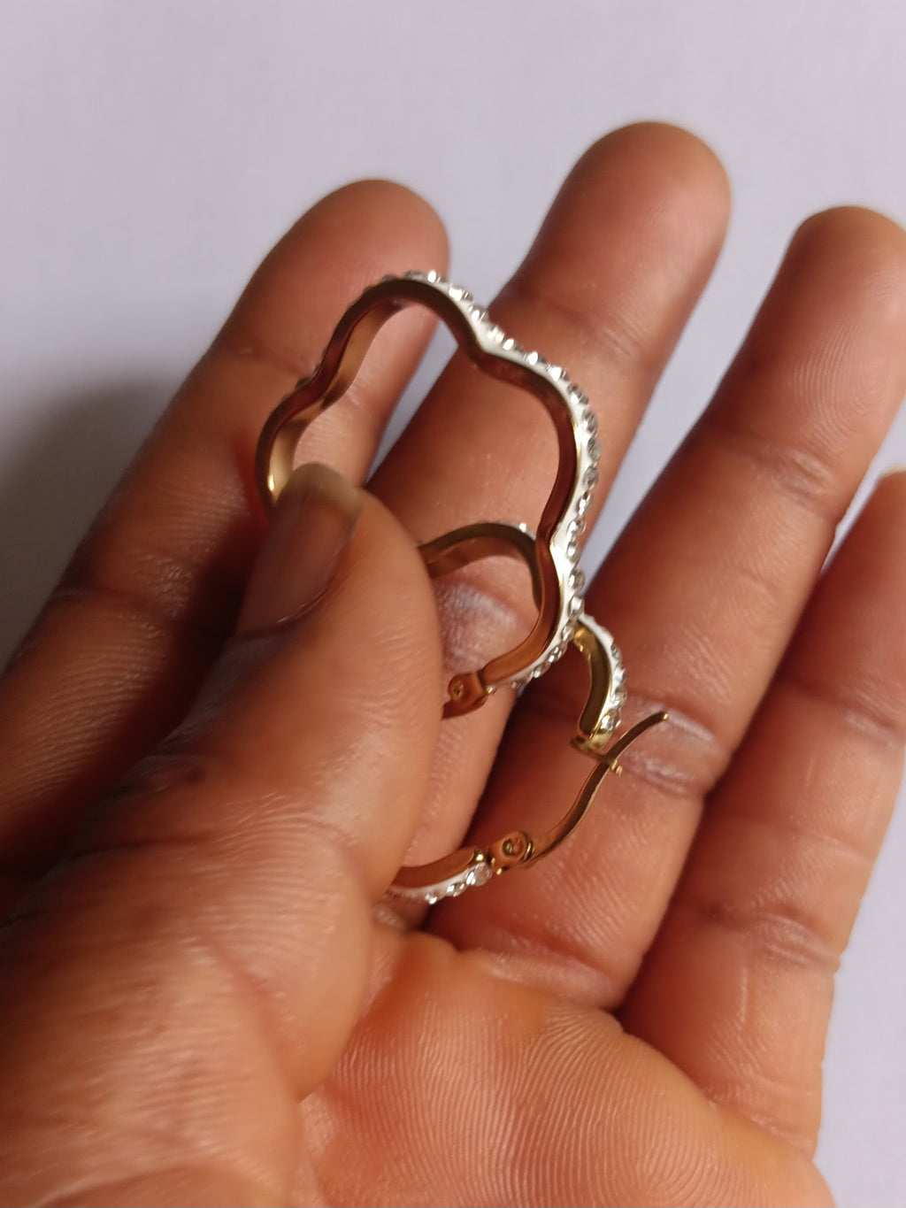 Boucles d'Oreilles Créoles Diamants Acier Inoxydable Waterproof