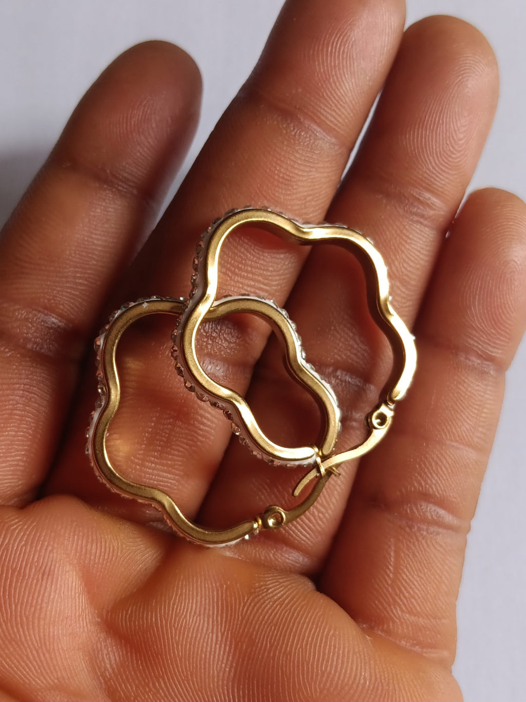 Boucles d'Oreilles Créoles Diamants Acier Inoxydable Waterproof