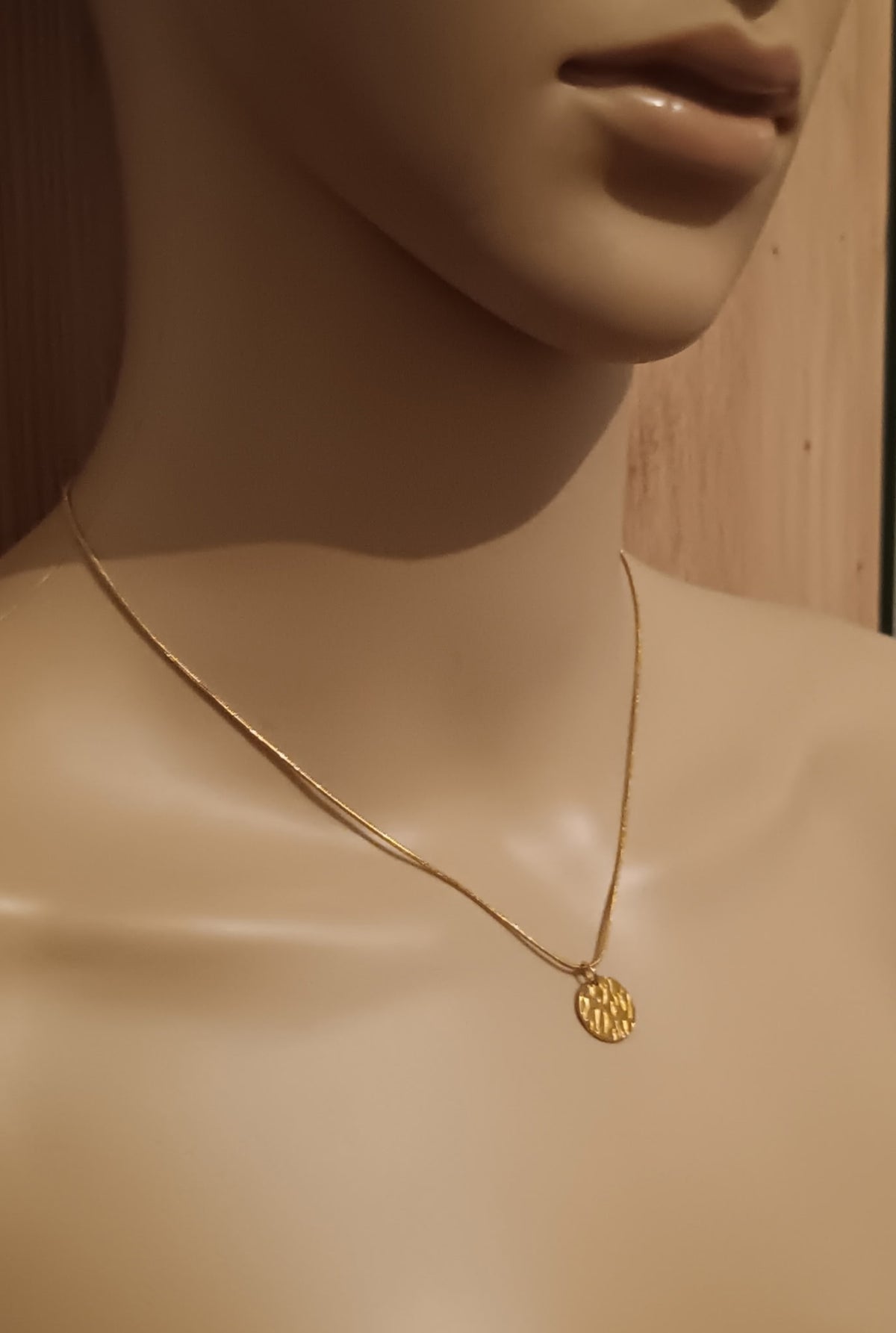 Collier Pendentif Rond Gaudré Acier Inoxydable Waterproof