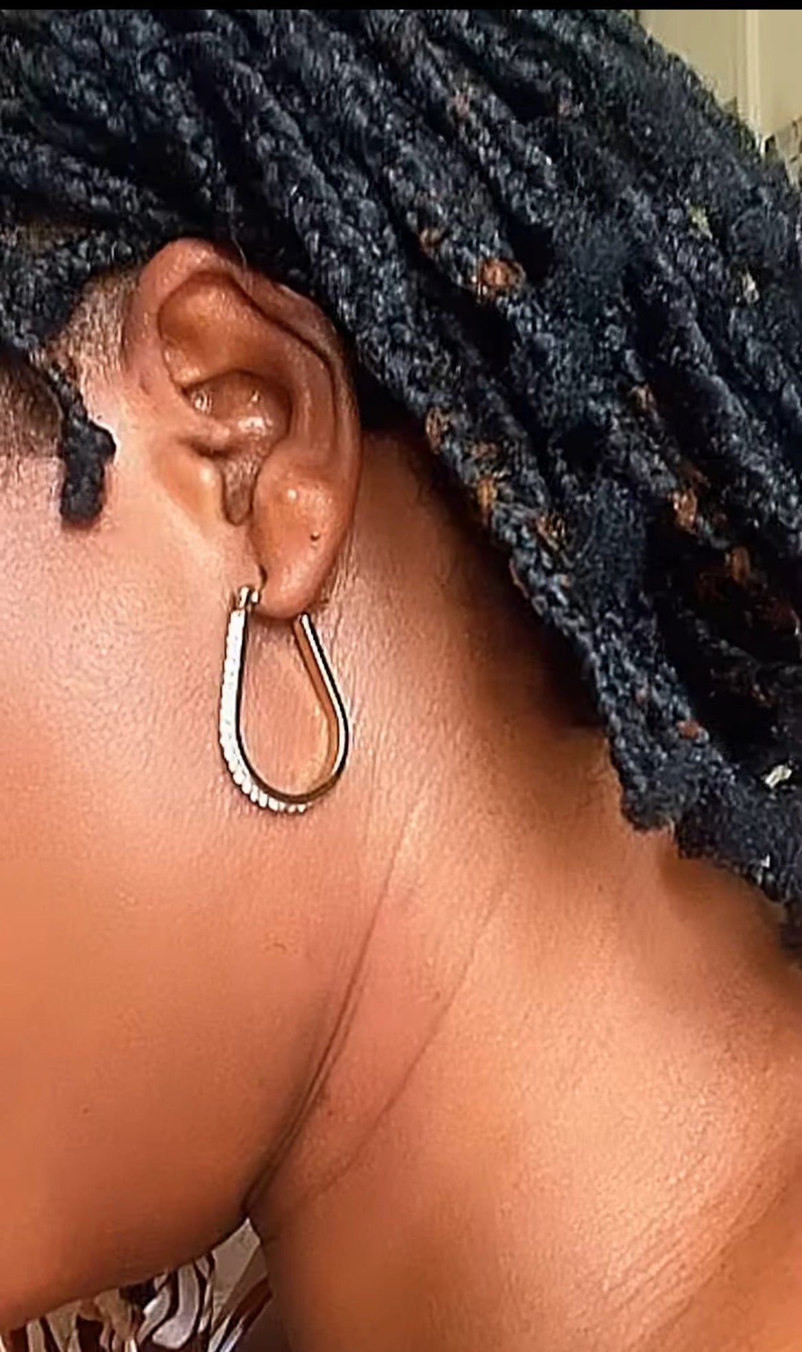 Boucles d'Oreilles Créoles Diamants Or et Argent Acier Inoxydable Waterproof