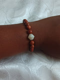 Bracelet en Perles Marron et Blanc Élastique