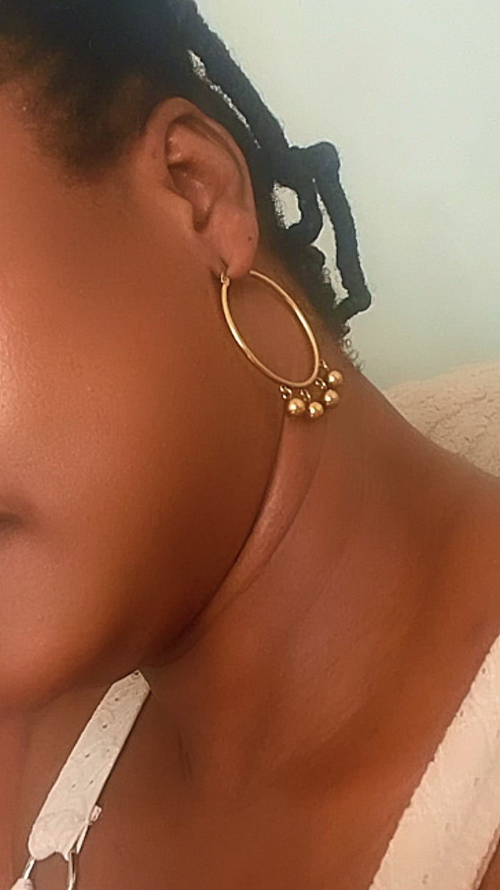 Boucles d'Oreilles Créoles Boules Acier Inoxydable Waterproof