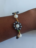 Bracelet en Perles Tricolores Connecteur Argent