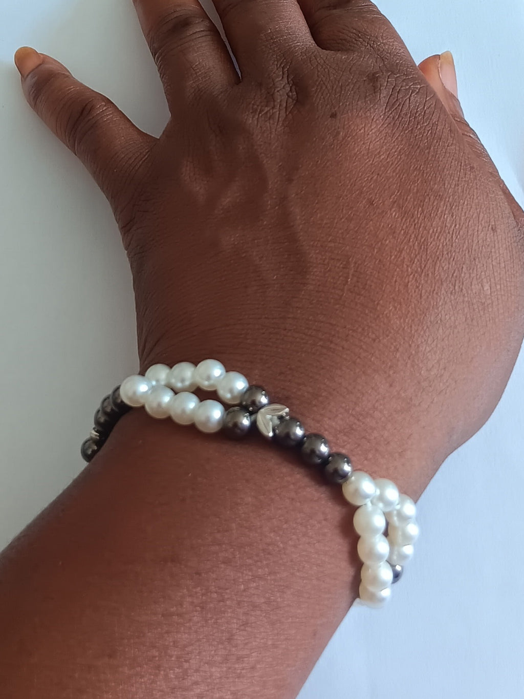 Bracelet en Perles Bicolores Élastique