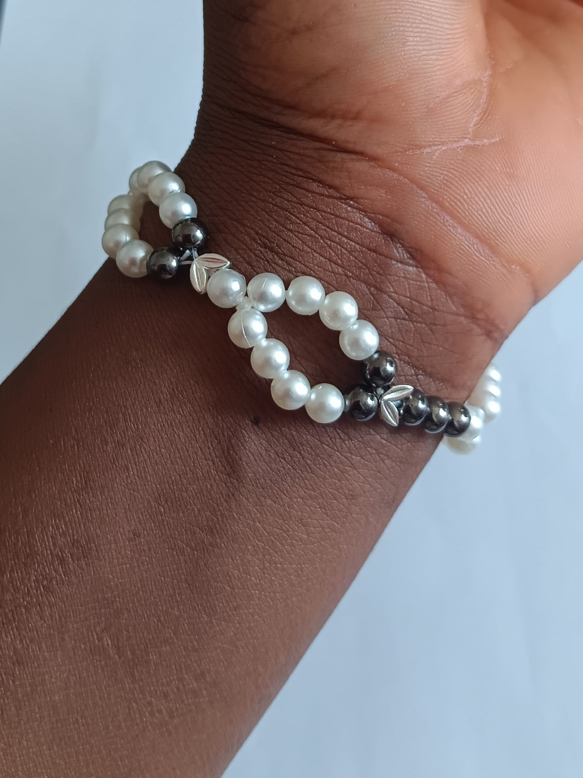 Bracelet en Perles Bicolores Élastique