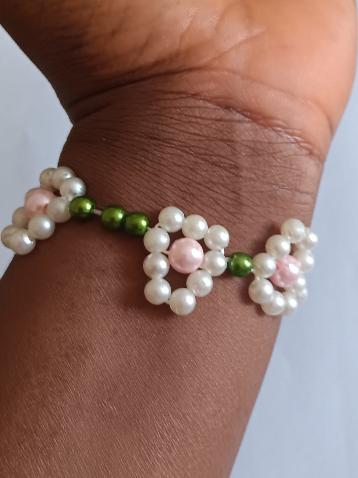 Bracelet en Perles Tricolores Élastique