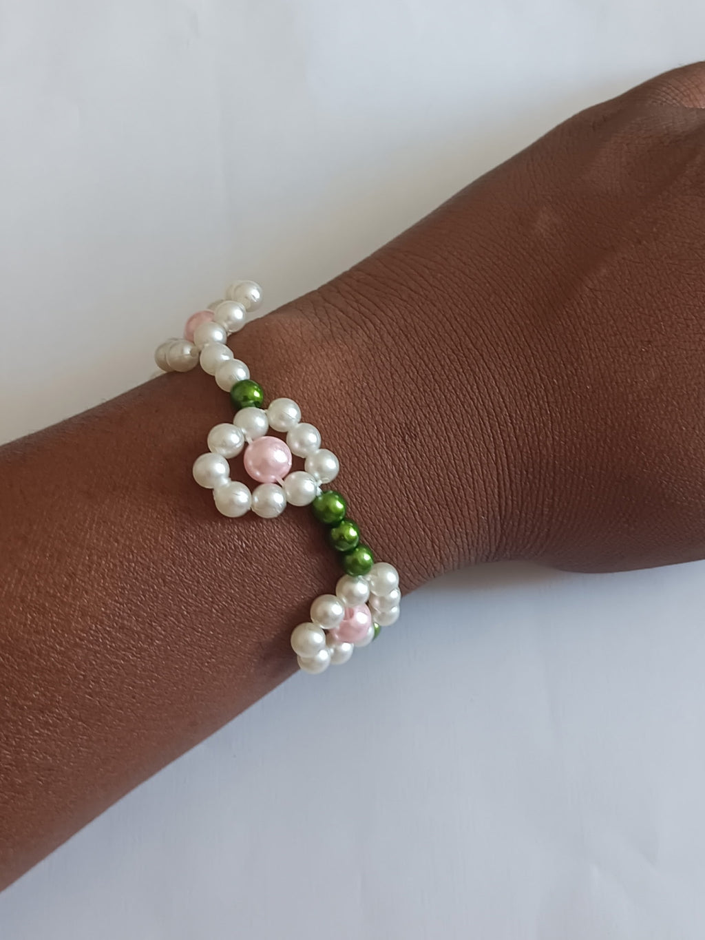 Bracelet en Perles Tricolores Élastique