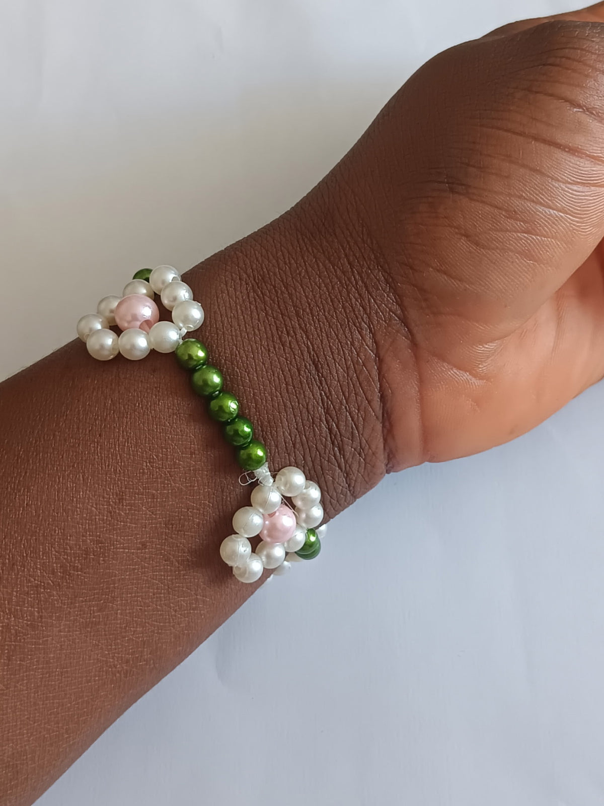Bracelet en Perles Tricolores Élastique