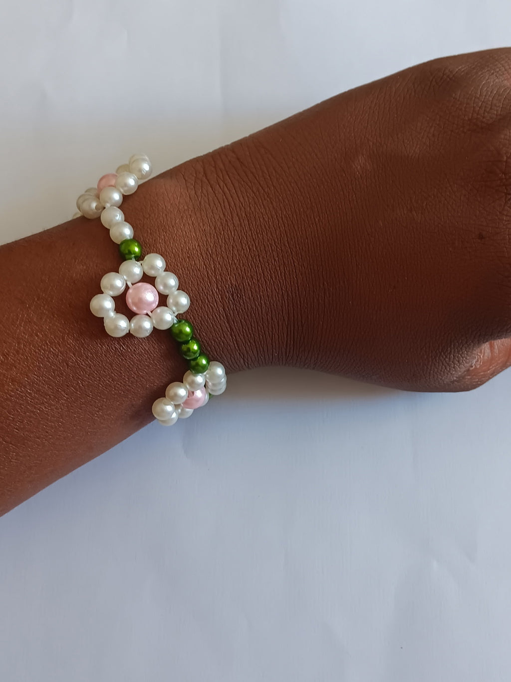 Bracelet en Perles Tricolores Élastique