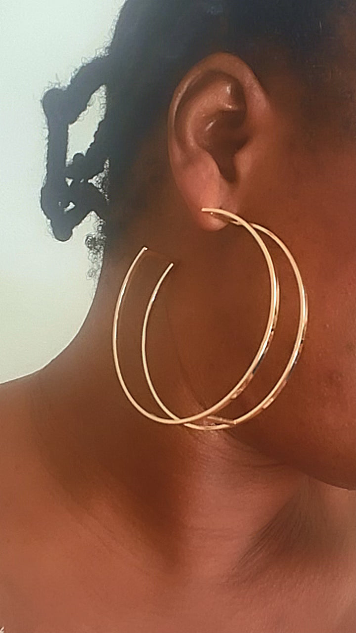 Boucles d'Oreilles Métalliques Double Couche Géométrique Acier Inoxydable Waterproof