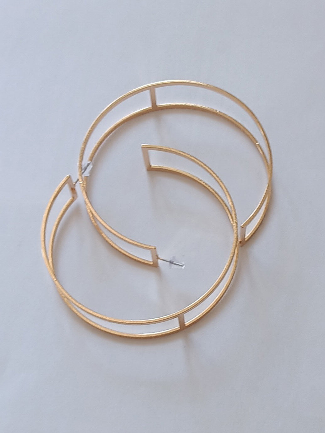 Boucles d'Oreilles Métalliques Double Couche Géométrique Acier Inoxydable Waterproof