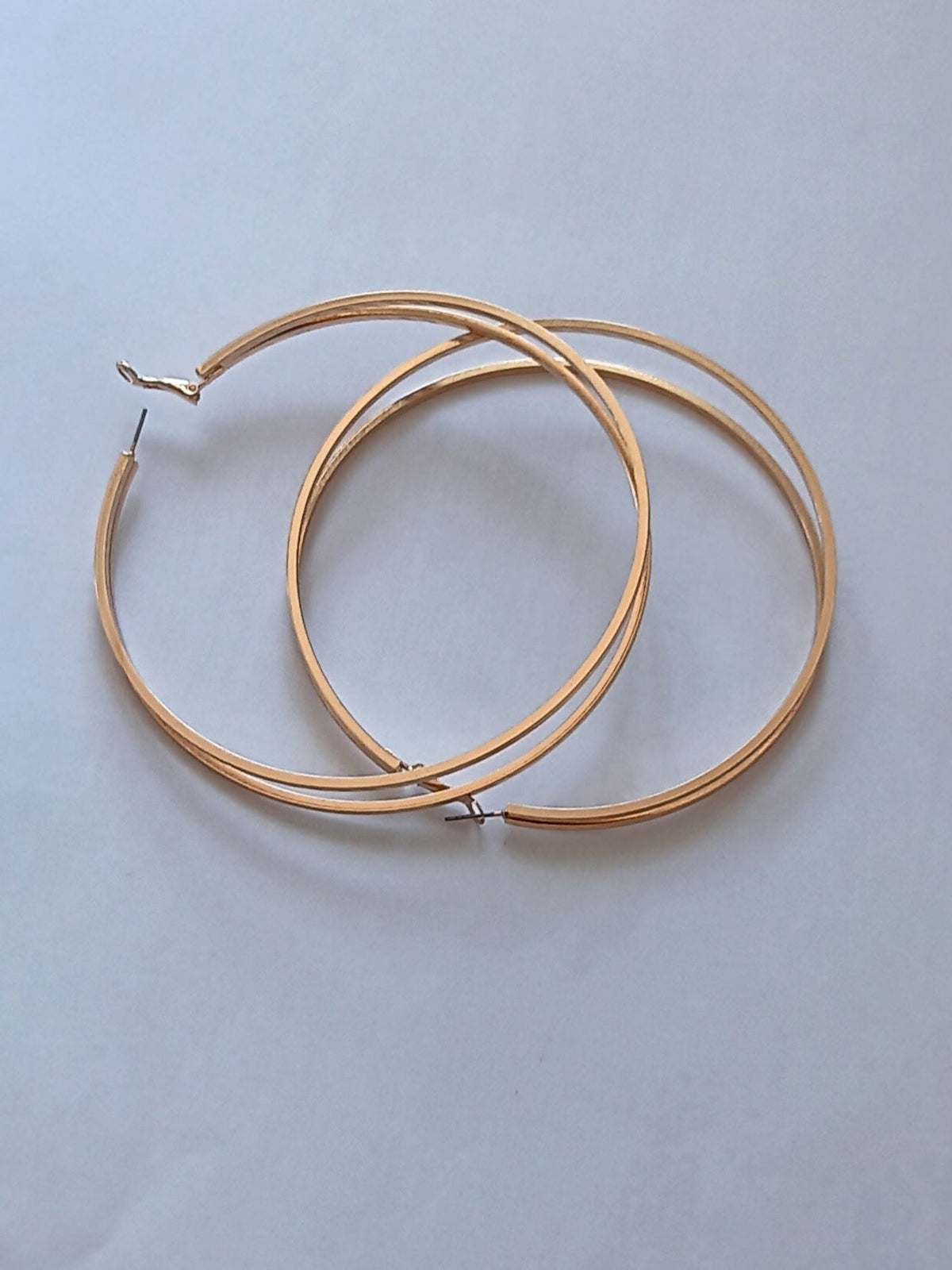 Boucles d'Oreilles Grandes Créoles Texturées Or Jaune Acier Inoxydable Waterproof